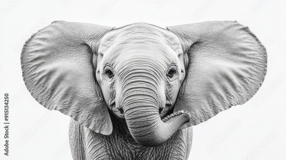 Majestic Elephant Portrait with Trunk Raised - Stunning Wildlife Photography captured in a Moment Majestic Elephant Portrait with Trunk Raised - Stunning Wildlife Photography captured in a Moment