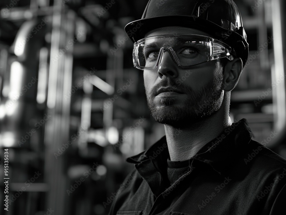 A person wearing a hard hat and safety glasses working on a construction site, possibly with power tools or equipment A person wearing a hard hat and safety glasses working on a construction site, possibly with power tools or equipment