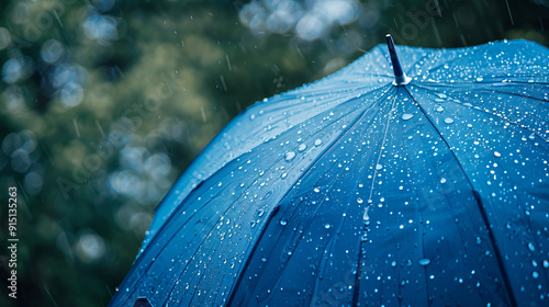 Lovely close-up of a blue umbrella against the background