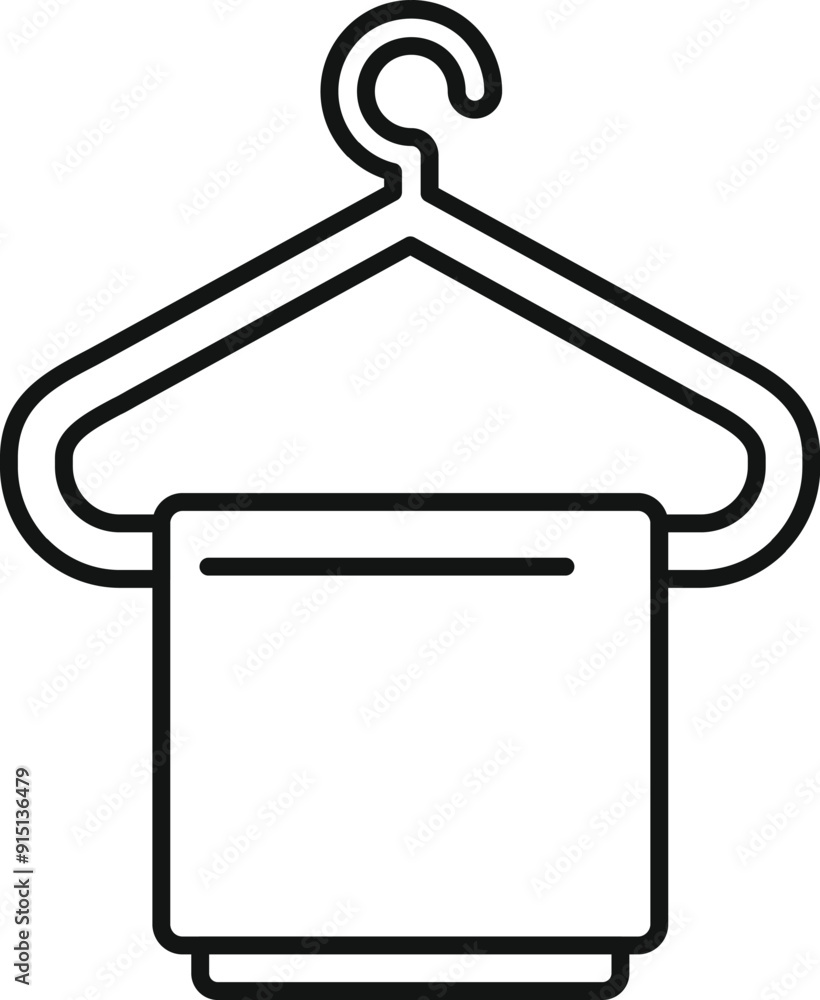 Simple icon of a clean towel hanging on a hanger, perfect for representing laundry services Simple icon of a clean towel hanging on a hanger, perfect for representing laundry services