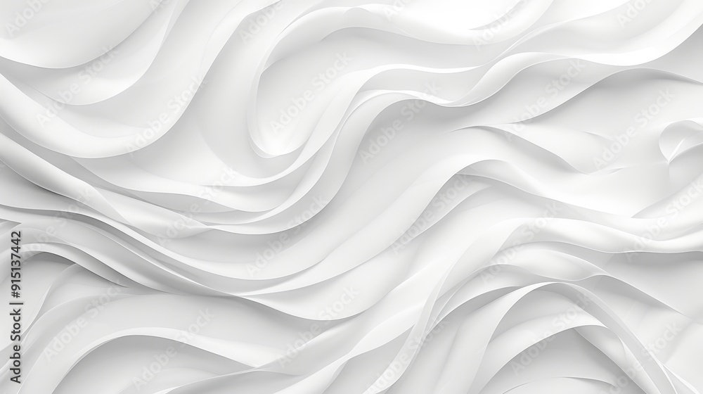 Obraz premium Soft white fabric forms gentle waves, illuminated by natural light in a serene environment