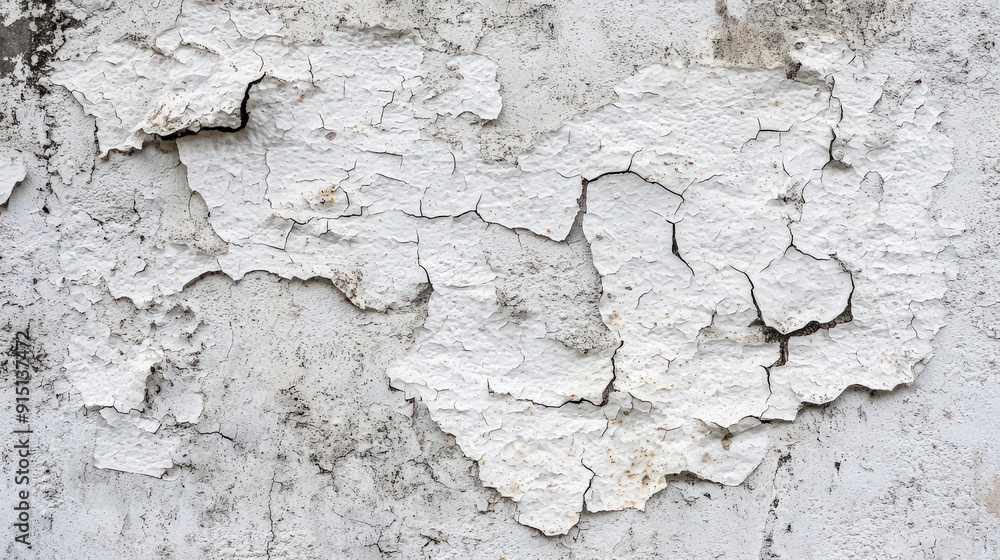 Cracked and Peeling White Paint on a Concrete Wall Cracked and Peeling White Paint on a Concrete Wall