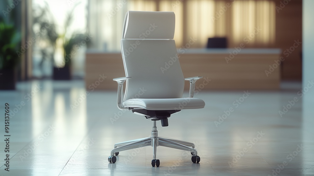 Minimalist Workspace with Empty Ergonomic Office Chair - Hiring Process Concept Minimalist Workspace with Empty Ergonomic Office Chair - Hiring Process Concept