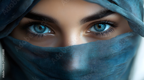 Closeup portrait of young woman wearing a niqab, hijab