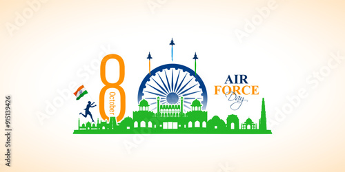 Vector illustration of Indian Air Force Day social media feed template