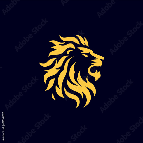 fire lion head logo design template