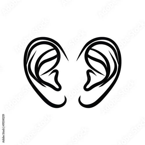 Ear black outline icon human health sound nose design.