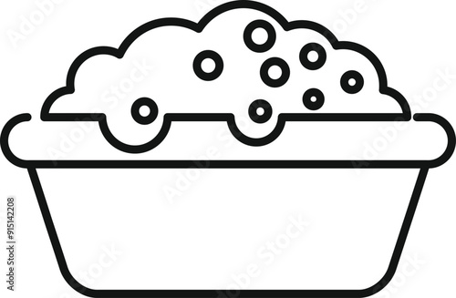 Basin full of soapy water for washing dishes or laundry minimalist black outline icon