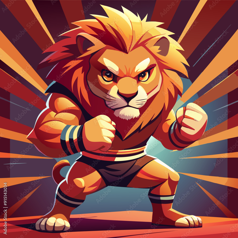 lion boxing fight animal mascot sport logo lion boxing fight animal mascot sport logo