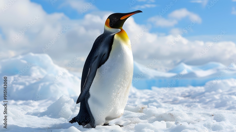 Obraz premium A king penguin with bright orange accents