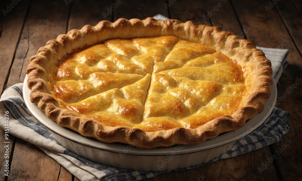 Golden brown pie crust with lattice top in a white pie dish Golden brown pie crust with lattice top in a white pie dish