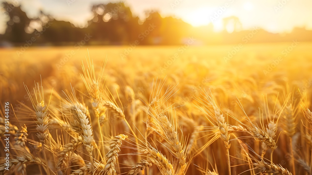 A golden field with ripening wheat the ears A golden field with ripening wheat the ears