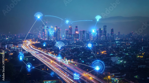 Wallpaper Mural This description provides a comprehensive overview of the concept of a smart city with 5G communication networks and IoT, emphasizing the interconnectedness and advanced technological infrastructure. Torontodigital.ca