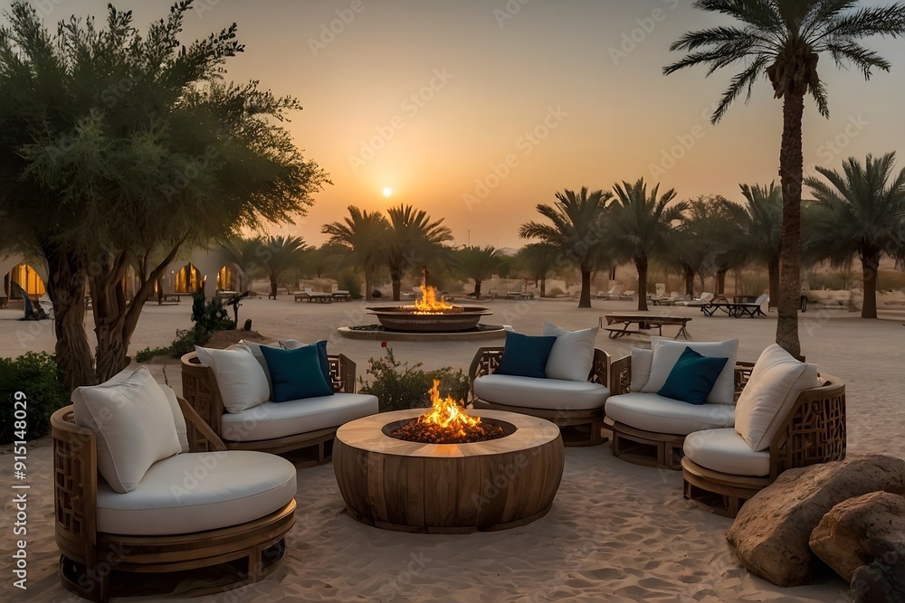 custom made wallpaper toronto digitalLuxurious desert oasis with stunning sunsets, cozy fire pits, and comfy seating for relaxation