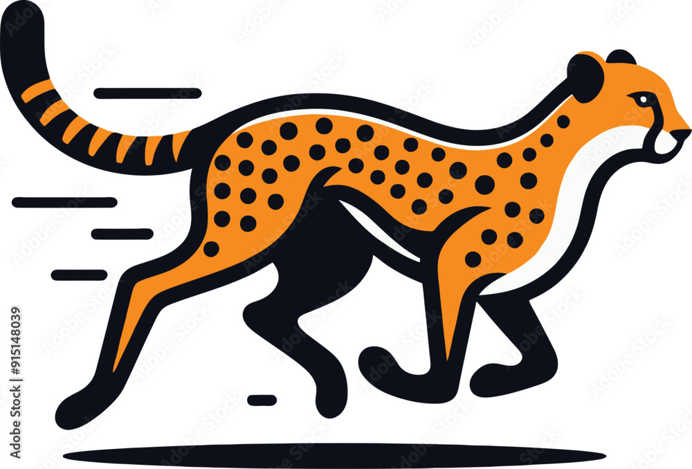 Fototapeta premium running cheetah vibrant illustration