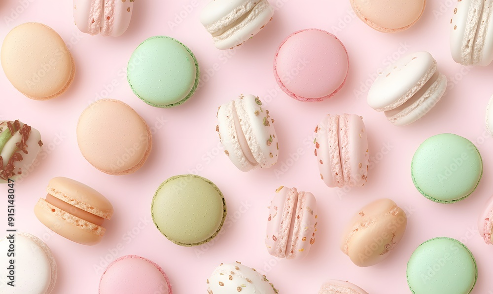 Fototapeta premium a poster of italian macarons and different toppings, Generative AI
