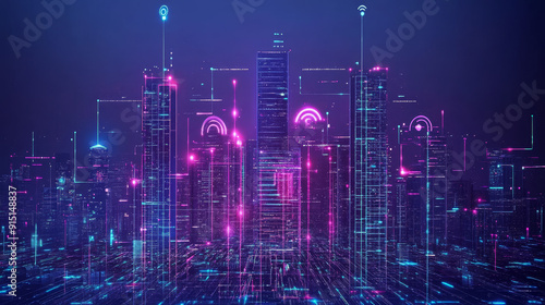 Wallpaper Mural This description provides a comprehensive overview of the concept of a smart city with 5G communication networks and IoT, emphasizing the interconnectedness and advanced technological infrastructure. Torontodigital.ca