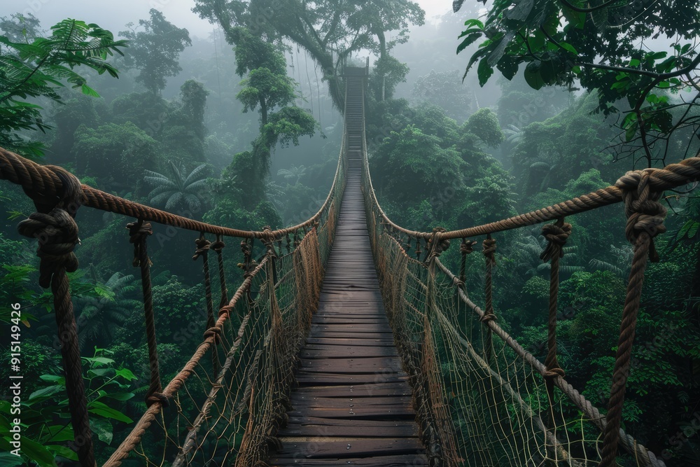 Obraz premium Rope bridge in the jungle,traveling and nature.