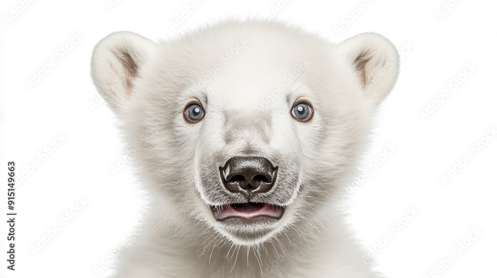 Adorable Polar Bear Cub Playfully Expressing Joy in Close-up Shot Adorable Polar Bear Cub Playfully Expressing Joy in Close-up Shot