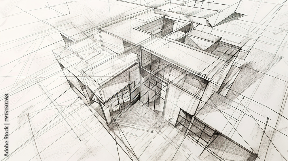 The Fascinating World of Abstract Architectural Drawings: A Blend of Creativity and Innovation. Showcasing Unconventional Designs and Inspiring Spatial Concepts.
