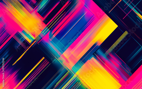 Vibrant lines and shapes dance in a futuristic abstract pattern.