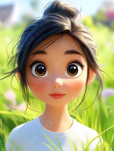 Explore the charm of animated Asian girls in stunning digital art, showcasing beauty, joy, and playful innocence. photo