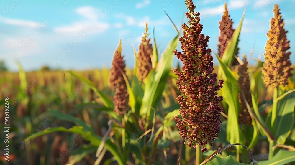 Sorghum stalks of sorghum with red and yellow Sorghum stalks of sorghum with red and yellow