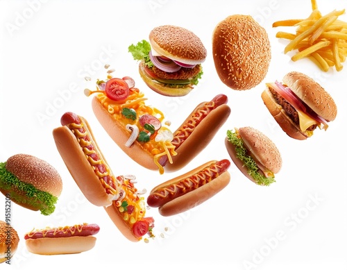 Fast food on a white background photo