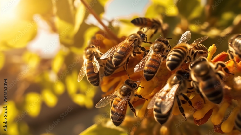 Honeybees Gathering Pollen Honeybees Gathering Pollen