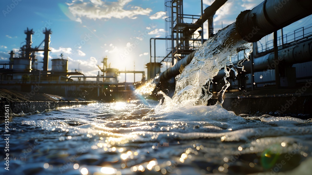 Fototapeta premium A pipe stream escaping from a metal pipe