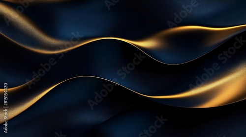 Dark, luxurious waves with golden highlights create a dramatic and elegant abstract pattern. The deep contrast between the dark background and golden accents adds sophistication and style, ideal for l