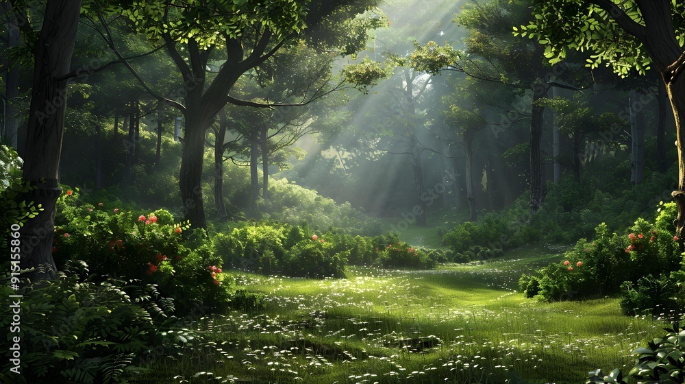 Fototapeta premium The edge of the pleasant forest where green