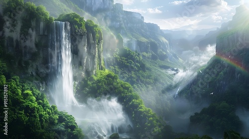 Cliff powerful falling from the height