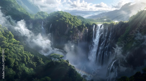 Cliff powerful falling from the height