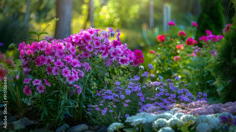 Pink phlox has blossomed in the garden Pink phlox has blossomed in the garden