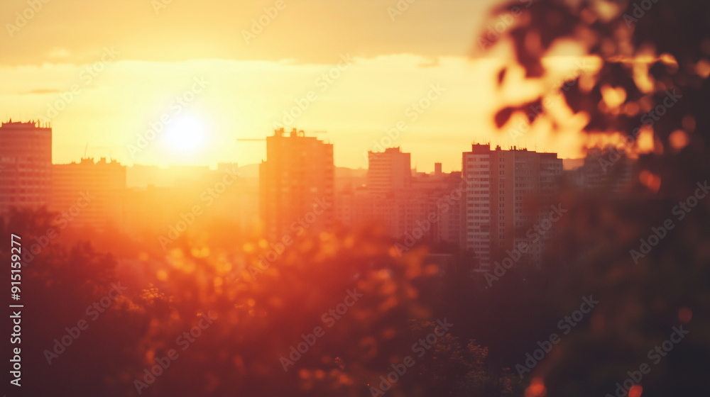 Blurred bokeh of city background with sunset Blurred bokeh of city background with sunset