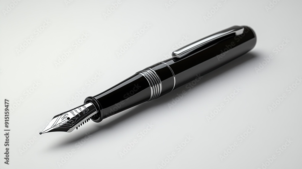 Black fountain pen isolated on white background. Black fountain pen isolated on white background.