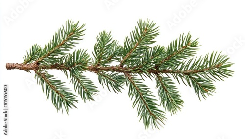 Fir Tree Branch Isolated on White Background