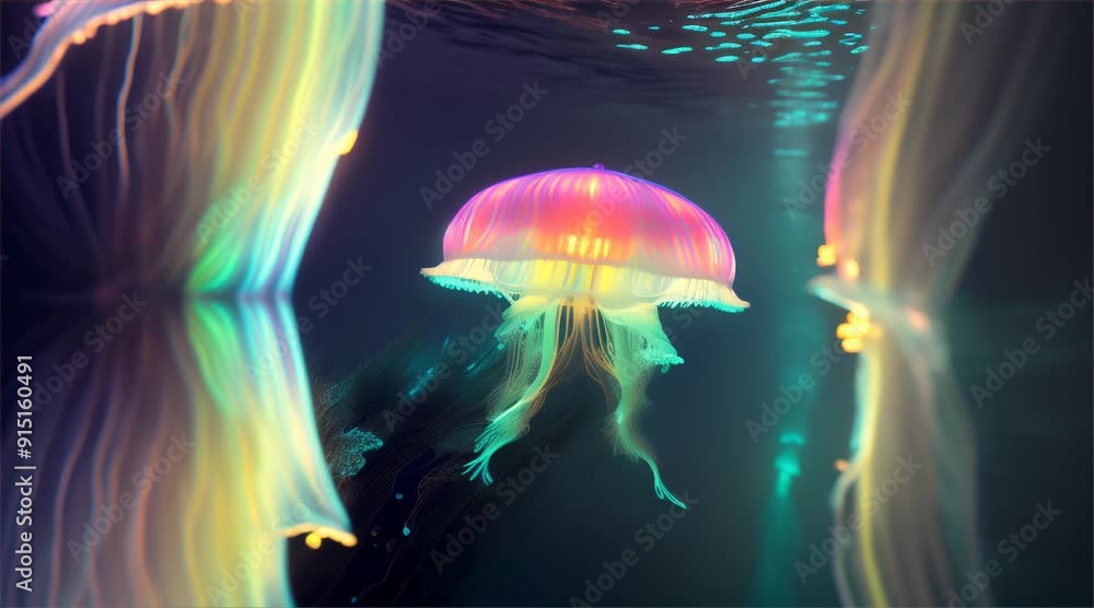 custom made wallpaper toronto digitalExtraordinary, colorful jellyfish floating near the water's surface