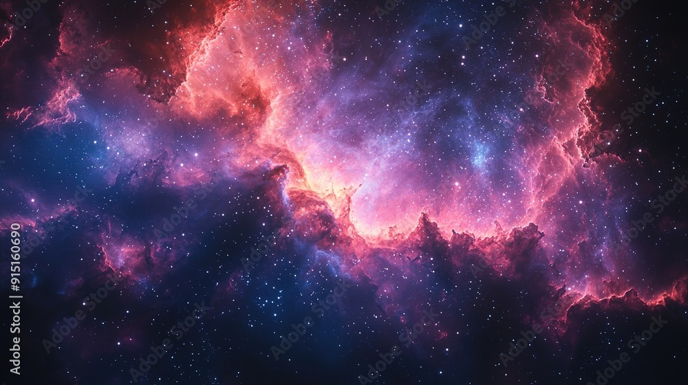 Fototapeta premium Vibrant galaxy nebula with swirling colors and stars, creating a stunning cosmic night wallpaper