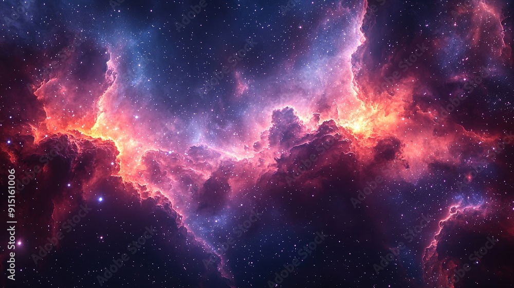 Fototapeta premium Vibrant galaxy nebula with swirling colors and stars, creating a stunning cosmic night wallpaper