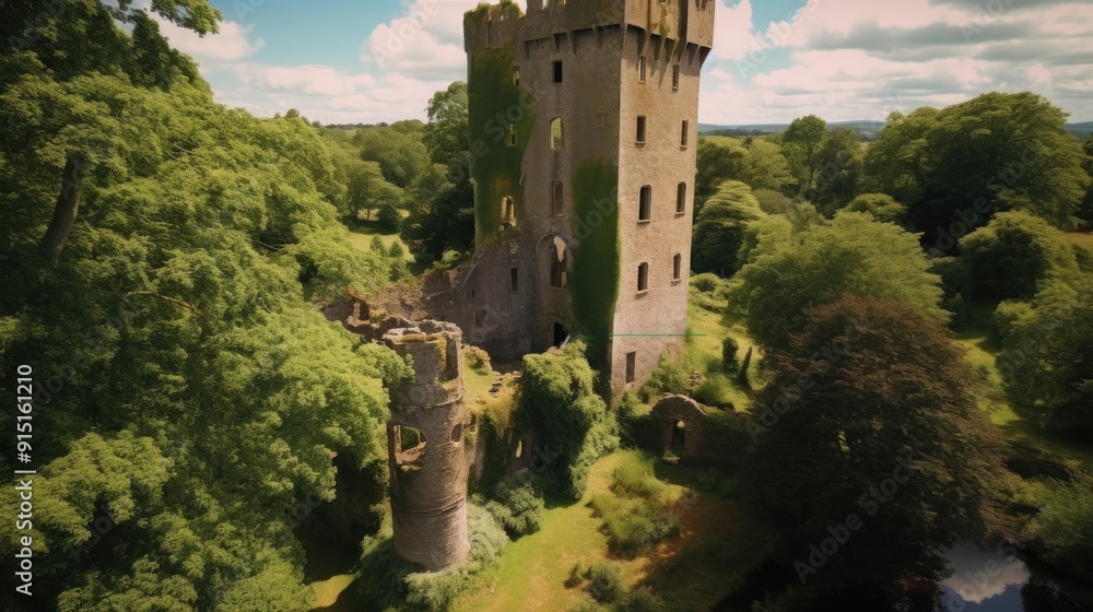 Ruined Castle in Lush Forest Ruined Castle in Lush Forest