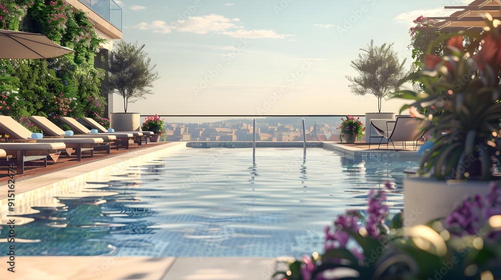 Fototapeta premium A terrace with a swimming pool