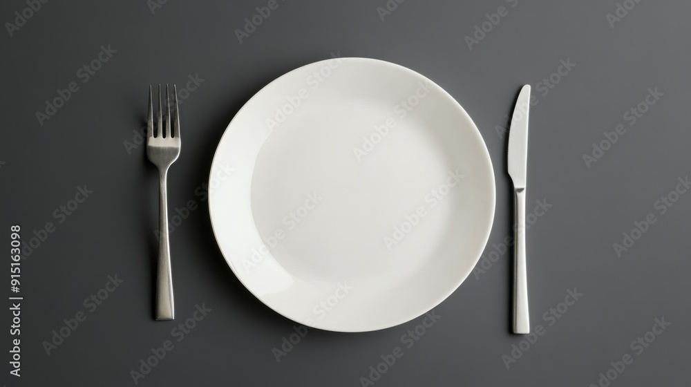 Elegant Minimalist Dessert Plate Template with Fork for Content Creation, Food Styling Concept Elegant Minimalist Dessert Plate Template with Fork for Content Creation, Food Styling Concept