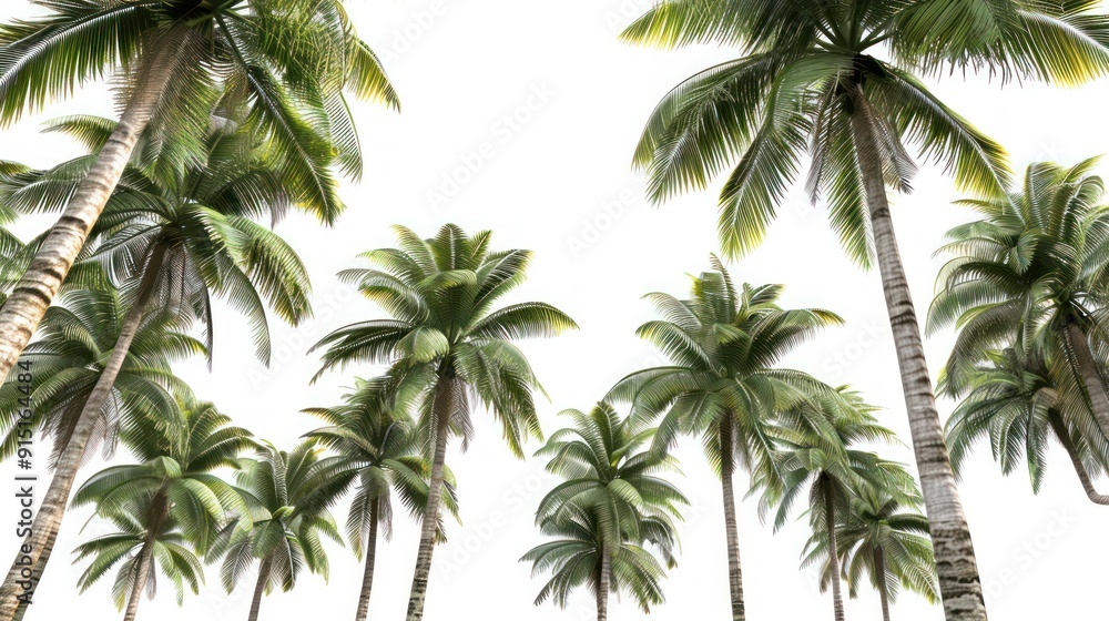 Large tropical palm trees, white background, png, Ai generated for ads Large tropical palm trees, white background, png, Ai generated for ads