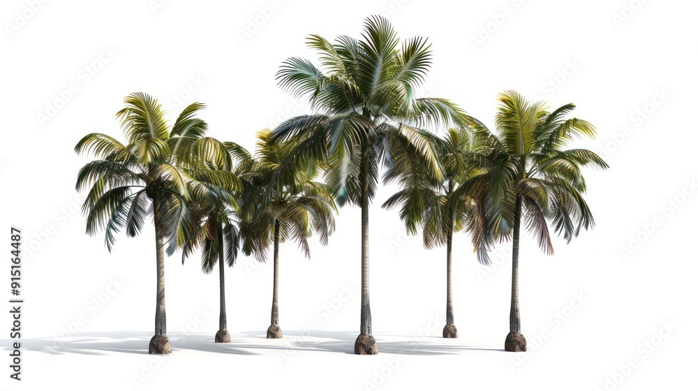 Large tropical palm trees, white background, png, Ai generated for ads Large tropical palm trees, white background, png, Ai generated for ads