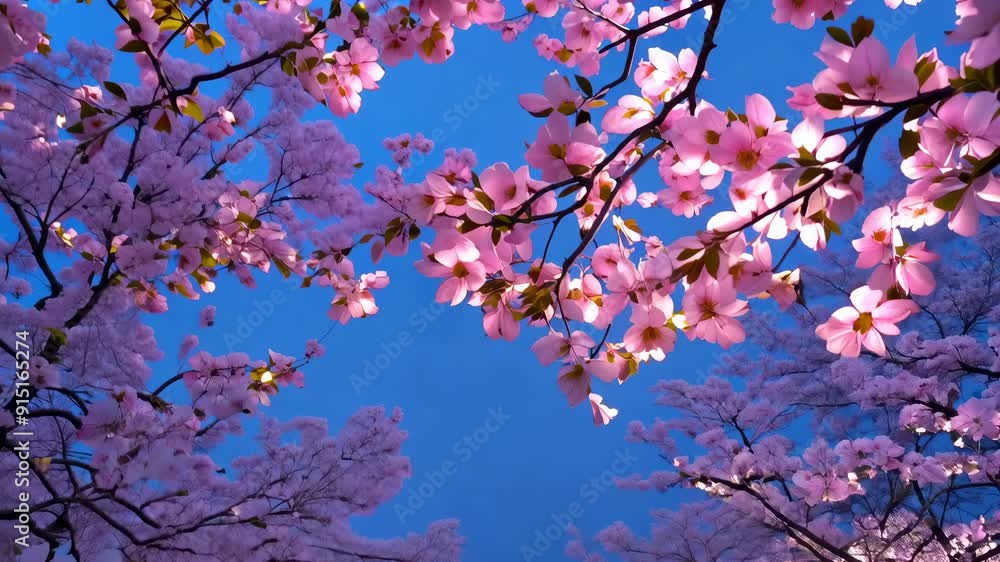 Nocturnal Sakura: Cherry Blossoms Bathed in Night Light Nocturnal Sakura: Cherry Blossoms Bathed in Night Light