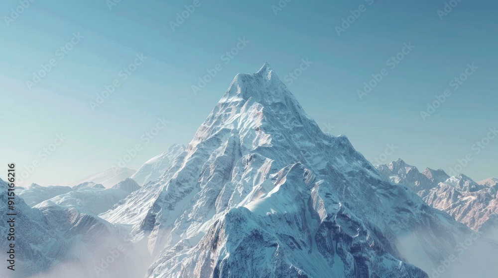Obraz premium A majestic mountain peak under a clear sky.