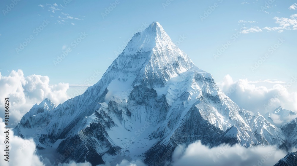 Obraz premium A majestic mountain peak under a clear sky.