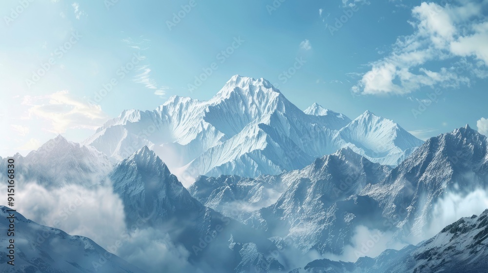 Fototapeta premium A majestic mountain range with snow-capped peaks.